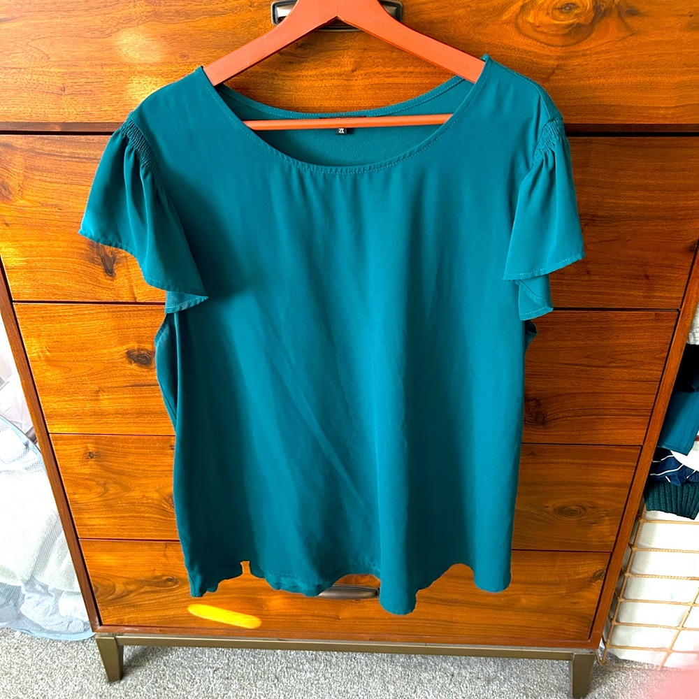 Papermoon plus 2x short sleeve green blouse